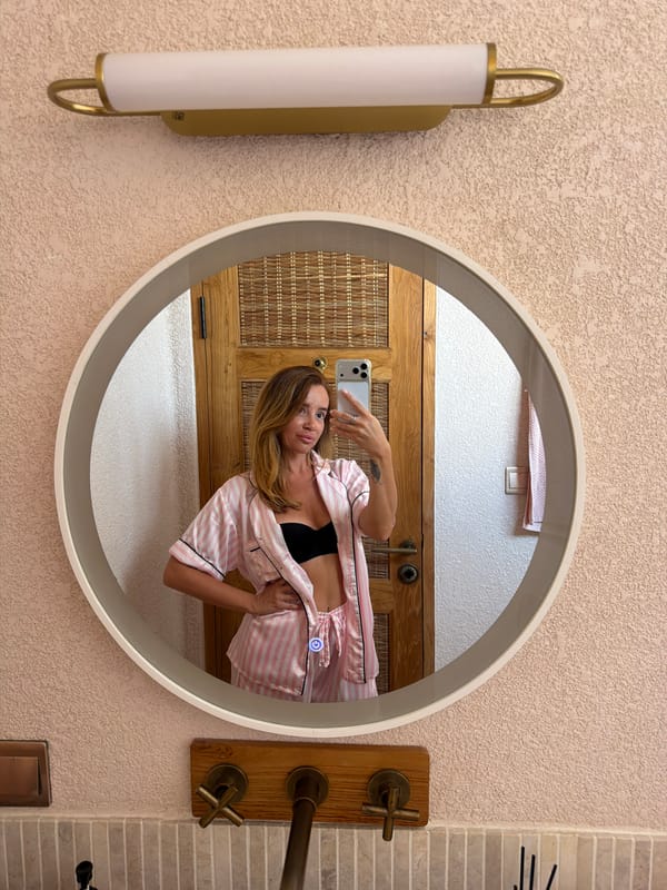 Mirror selfie in cozy pajamas at a Bali home