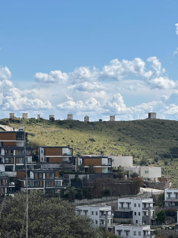 Aerial views capture Bodrum's hillside architecture and fortifications