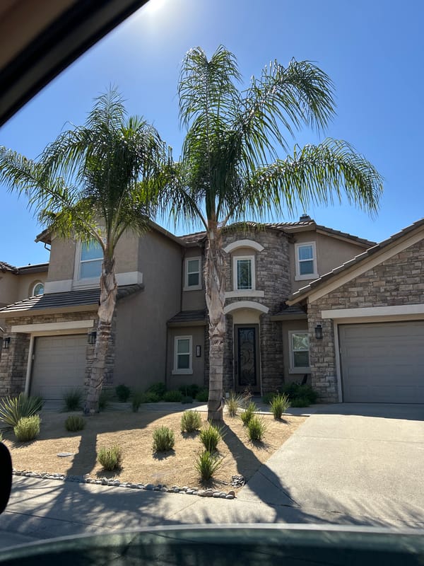 Roseville neighborhood: home, garden planters, and a Corvette C8