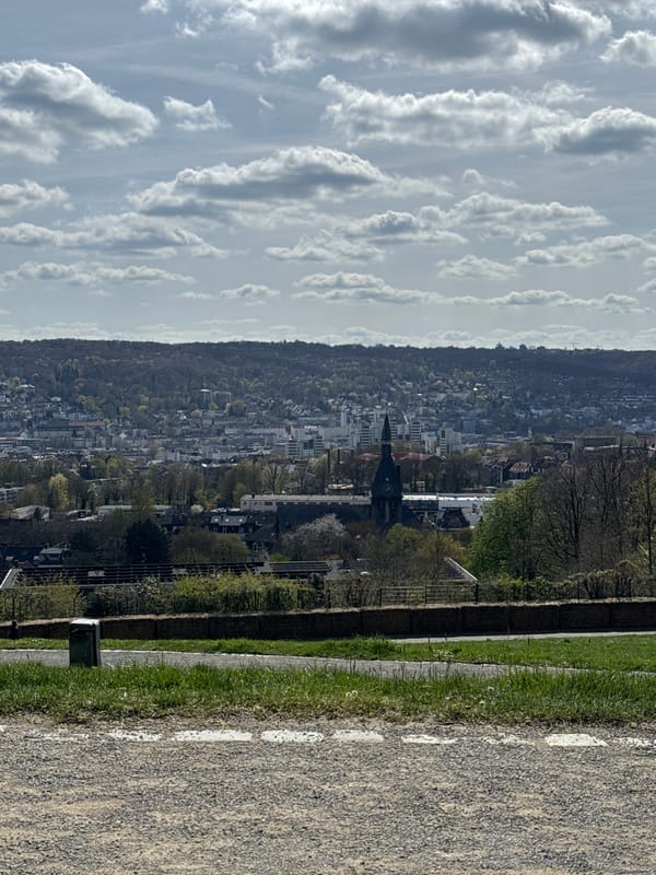 Elevated views captured of Wuppertal cityscape from viewing point