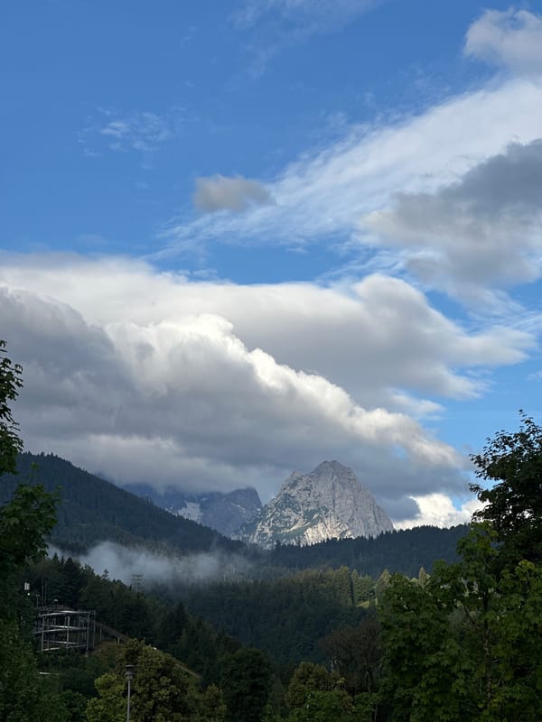 Alpine panorama from Garmisch-Partenkirchen under a dramatic sky