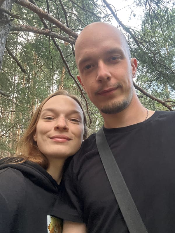 Forest walk with a dog through Chaikovsky's pine trails