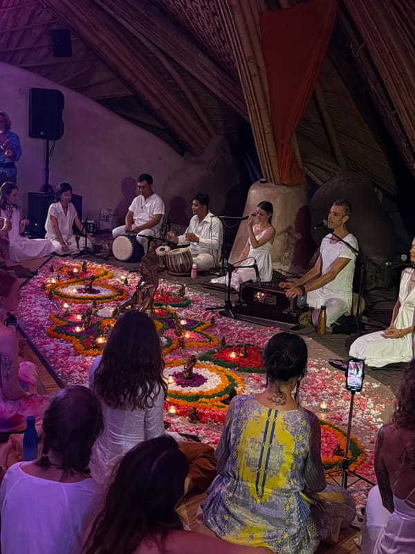 Musical performance held in traditional Balinese building in Ubud