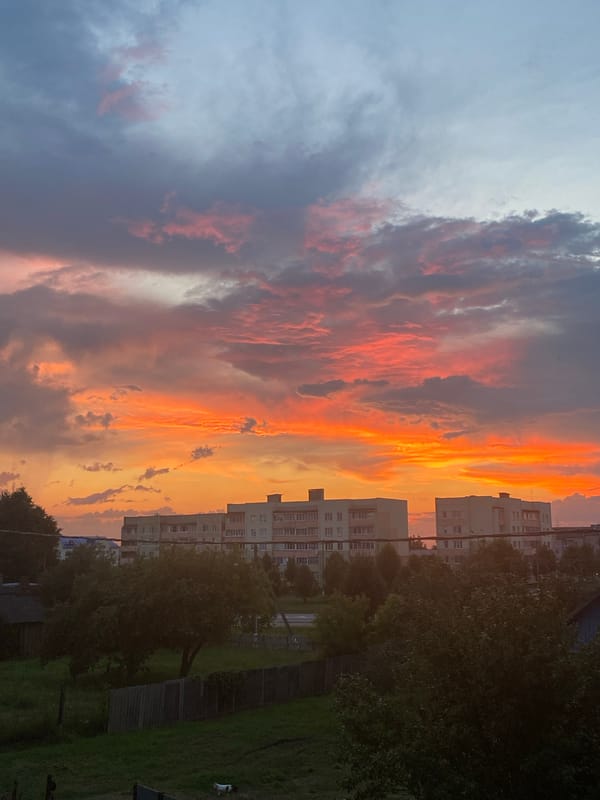 Dramatic sunset sky over Krupki, Belarus