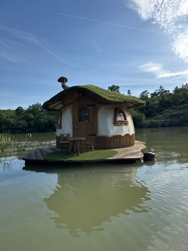 Boat tour captures whimsical floating architecture near Lukovit, Bulgaria