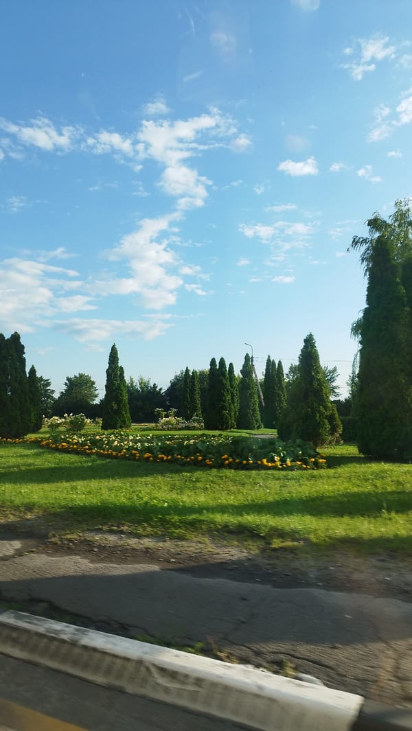 Sunny street view rolling through residential Stary Oskol