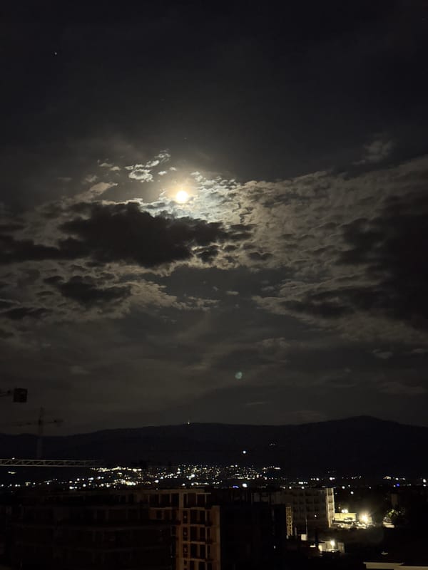 Full Moon Observed Over Plovdiv City Skyline Saturday Night