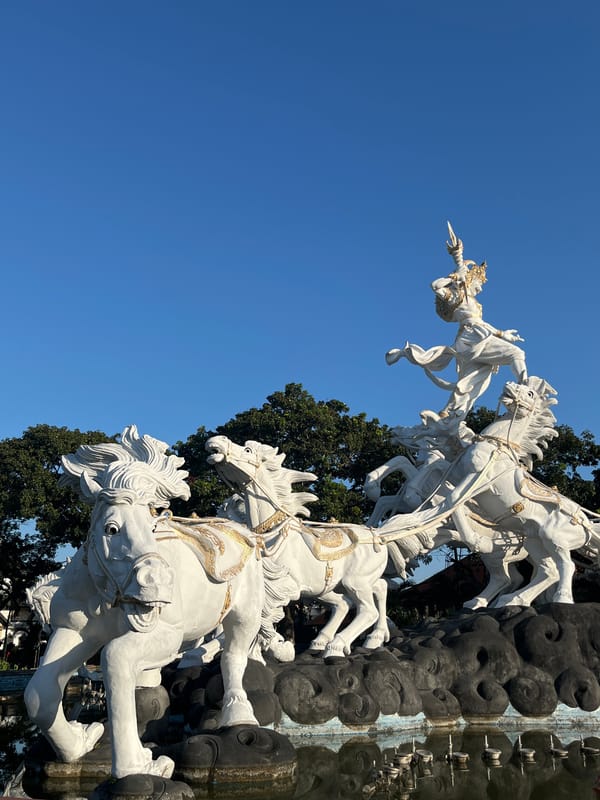 Kuta's Grand Dewa Ruci statue seen from multiple angles