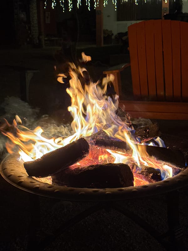 Fire pit and horse skull photographed in Mexican town