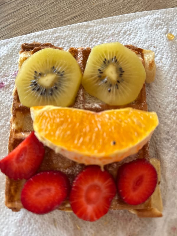Fruit waffle meal documented in Pétange, Luxembourg