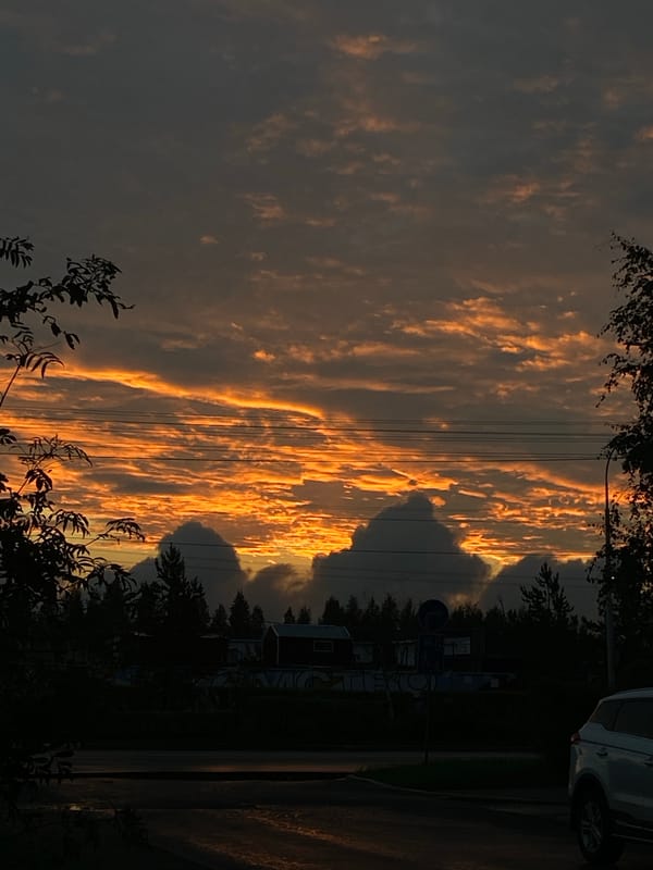 Bold summer sunset over Surgut's skyline