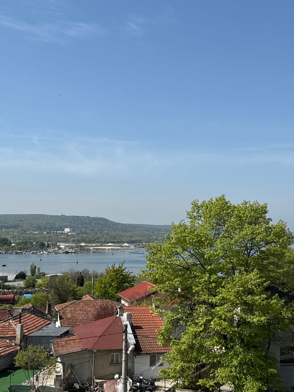 Morning coffee moment overlooking Varna's coastline captured by witness