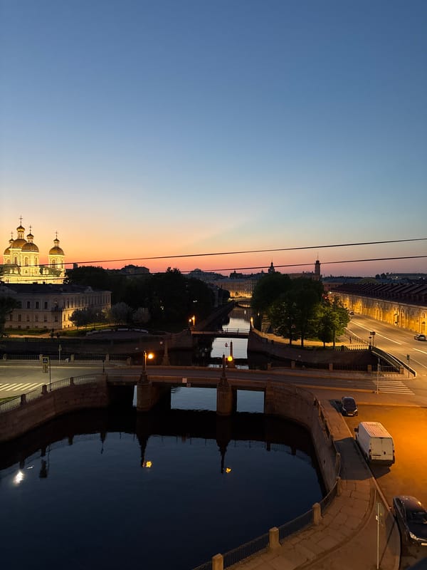 Twilight canal views captured in historic Saint Petersburg district