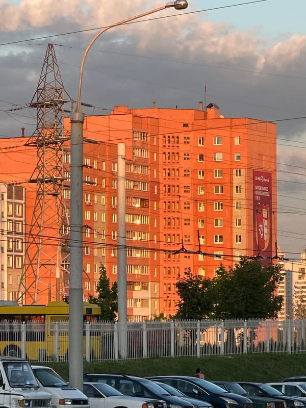 Everyday urban moments captured across Minsk area during golden hour