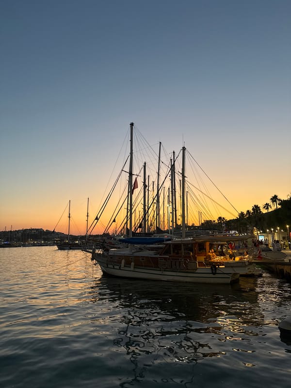 Sunset evening along Bodrum's marina and waterfront