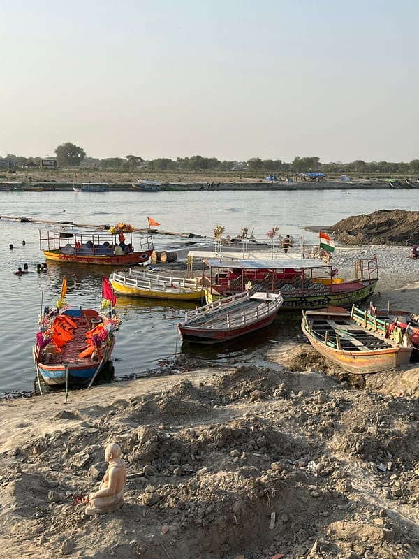Daily life documented in Vrindavan's markets and Yamuna waterfront