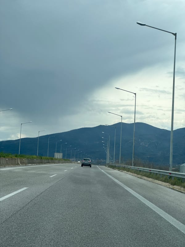 Highway scene captured in mountainous region of Greece