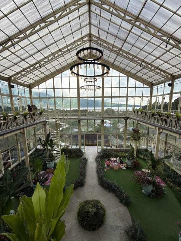 Glasshouse interior documented in Baturiti, Indonesia