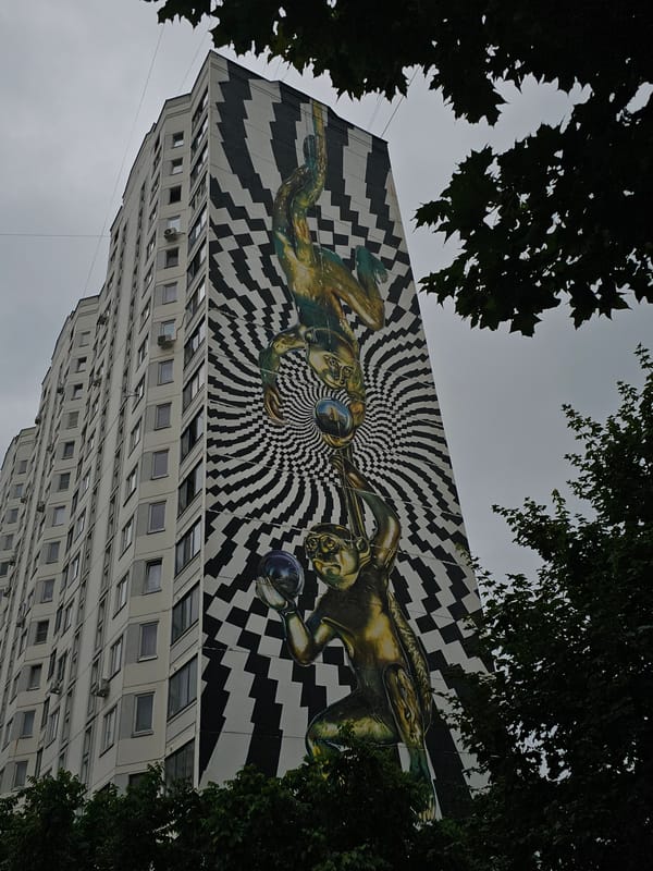 Mural-covered apartment blocks stand out in Odintsovo