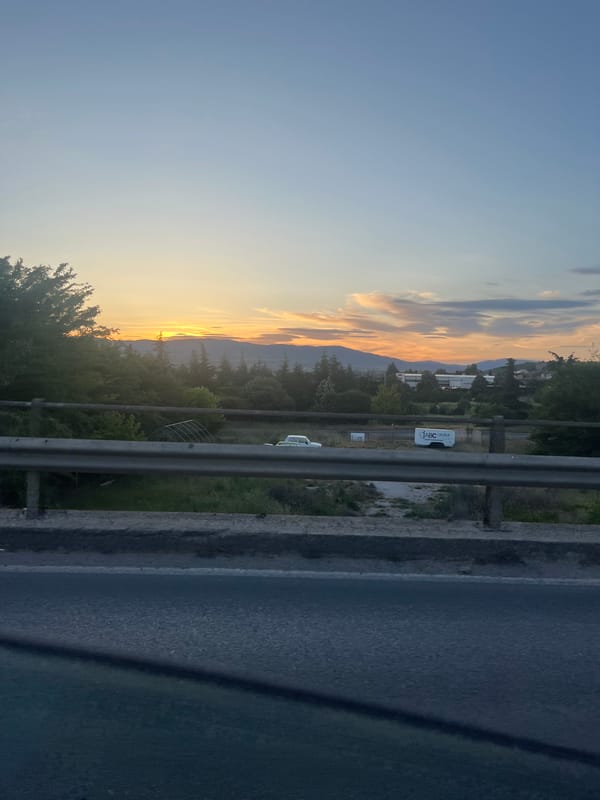 Evening views captured from Blagoevgrad bridge or overpass