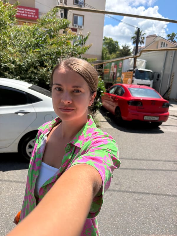 Sochi neighborhood street scene, selfies and local details