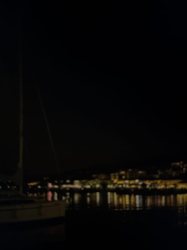 Nighttime cityscape reflection captured in Pleven, Bulgaria