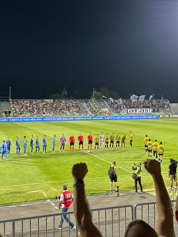 Night match at FK Sutjeska's stadium in Nikšić, Montenegro