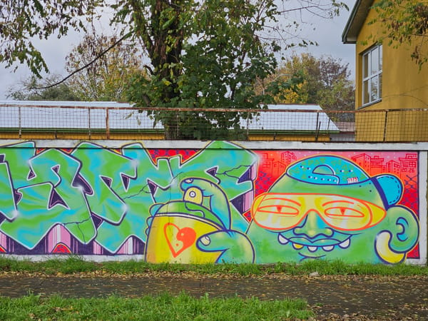 Street art documented on concrete wall in Temuco