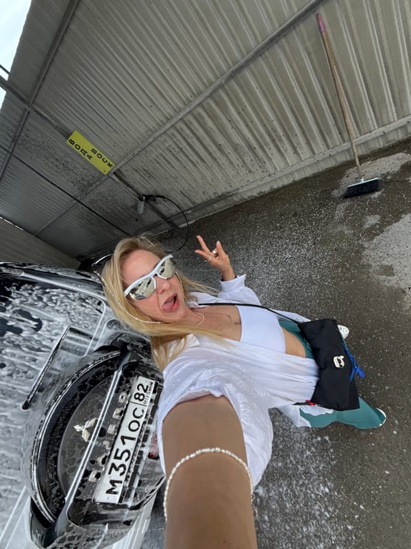Woman documents car wash visit and shopping trip