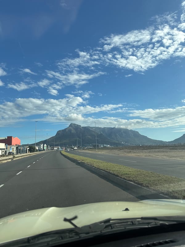 Mountain road view captured from vehicle in Milnerton