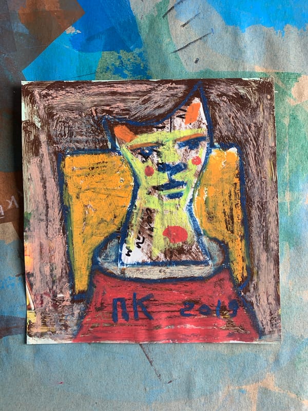 Batch of folk-style mixed-media portraits from a single Sergeevo session