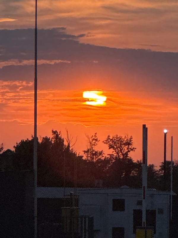 Dramatic sunset observed across Krasnodar, Russia industrial suburbs