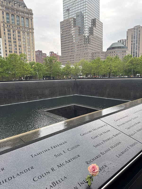 Visitor documents 9/11 Memorial and Oculus at World Trade Center