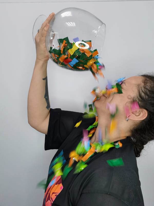 Woman performs candy-pouring stunt in Chaikovsky, Russia