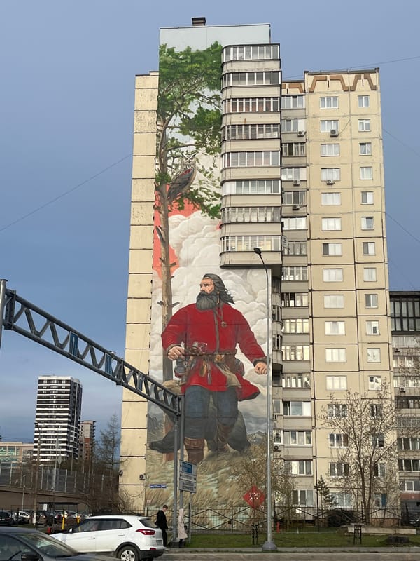Mural of armed bearded figure spotted on Perm building