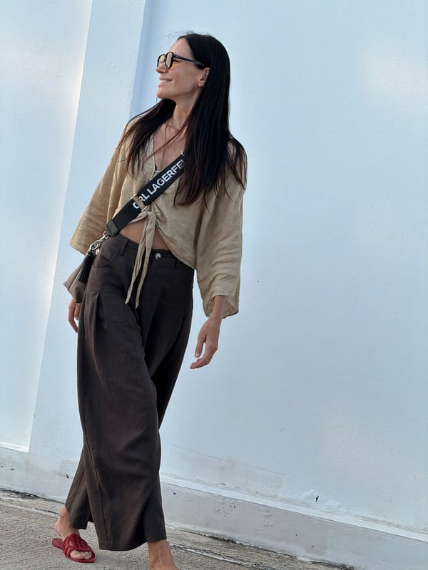 Styled street look against a white wall in Ko Samui