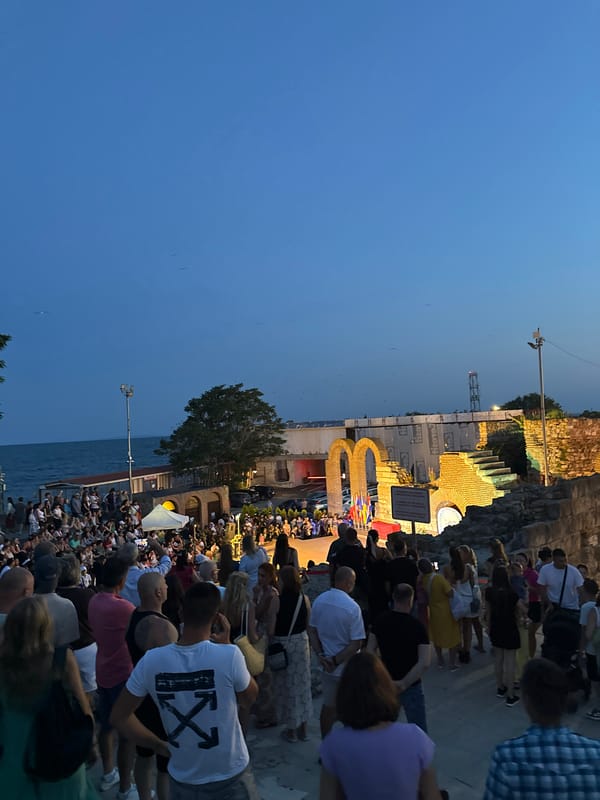 Outdoor evening event at Nesebar's ancient amphitheater