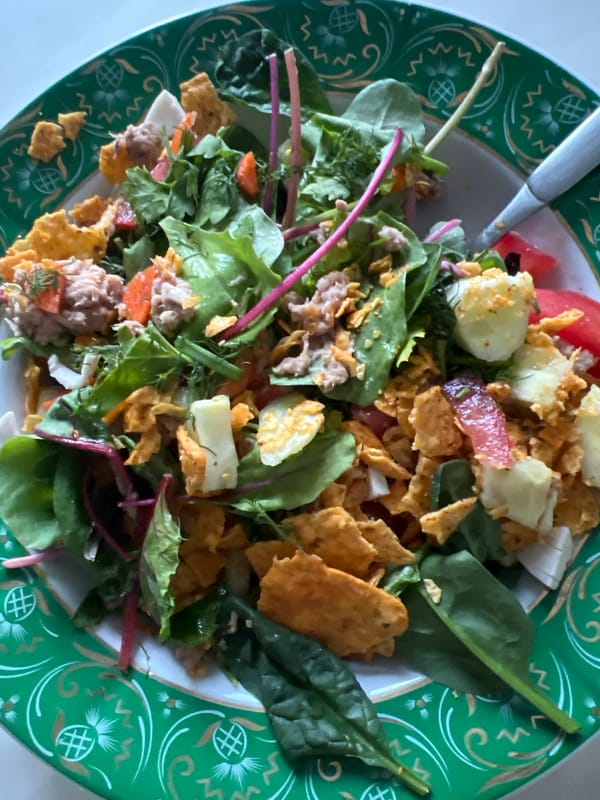 Mixed salad with tuna documented in decorative bowl, Kyiv