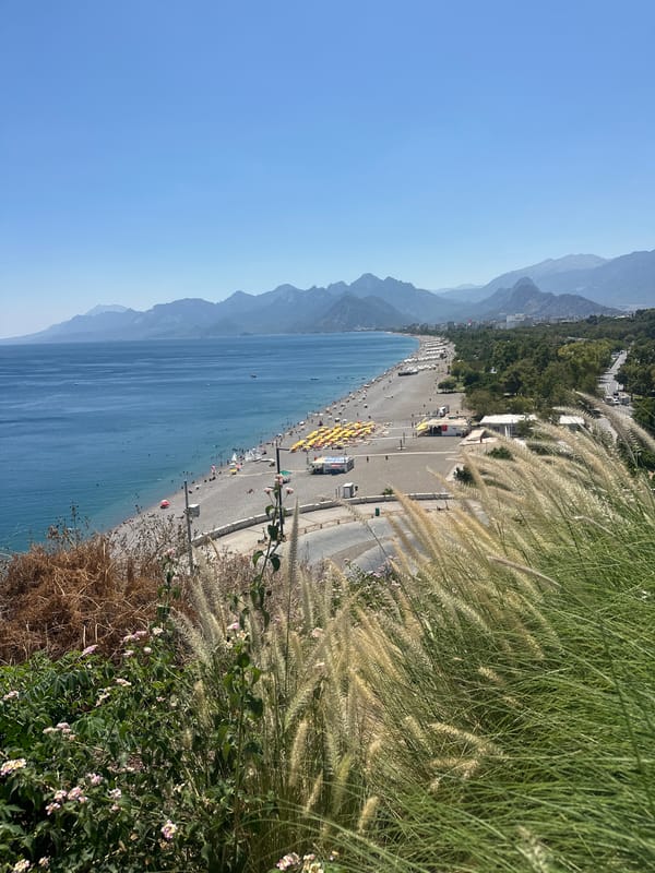 Konyaaltı Beach on a busy summer day, Antalya