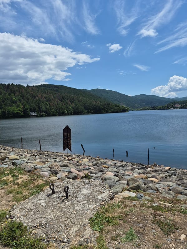 Pancharevo Lake and dam area captured on a calm summer morning