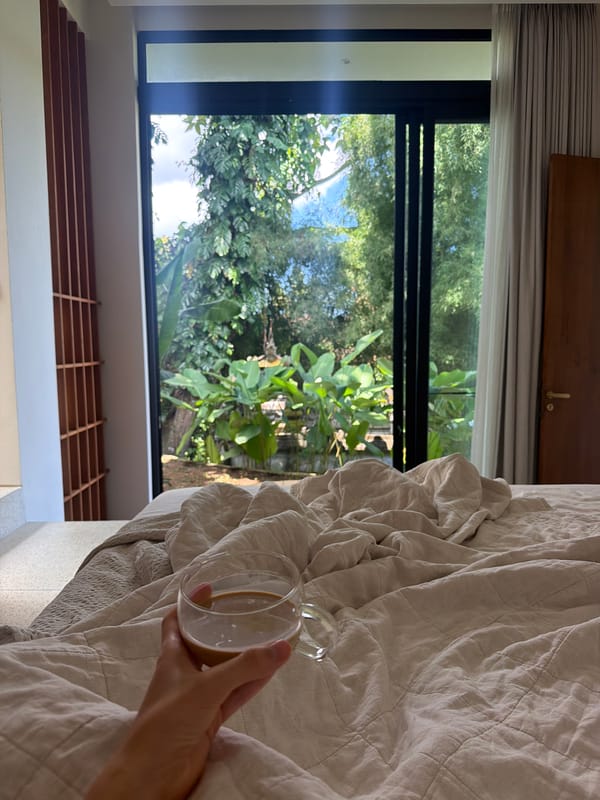 Person and dog share quiet morning moments on couch