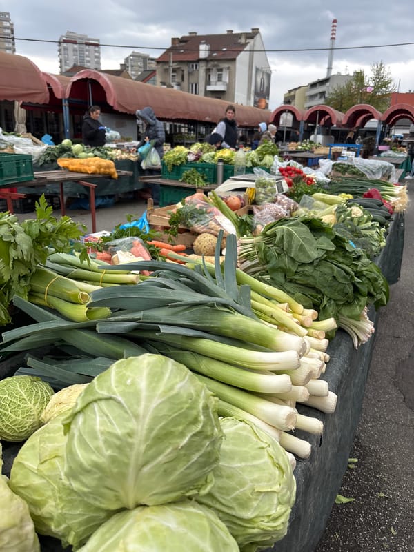 Morning market activity documented in Zagreb, Croatia