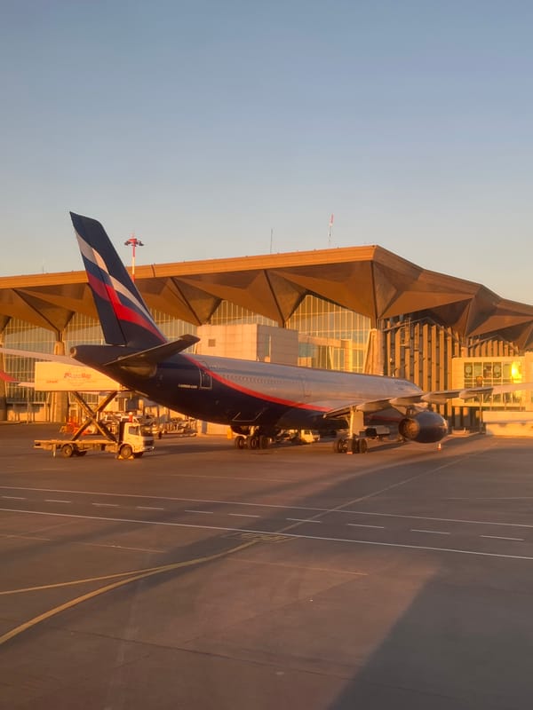 Passengers document flight experience departing Saint Petersburg's Pulkovo Airport