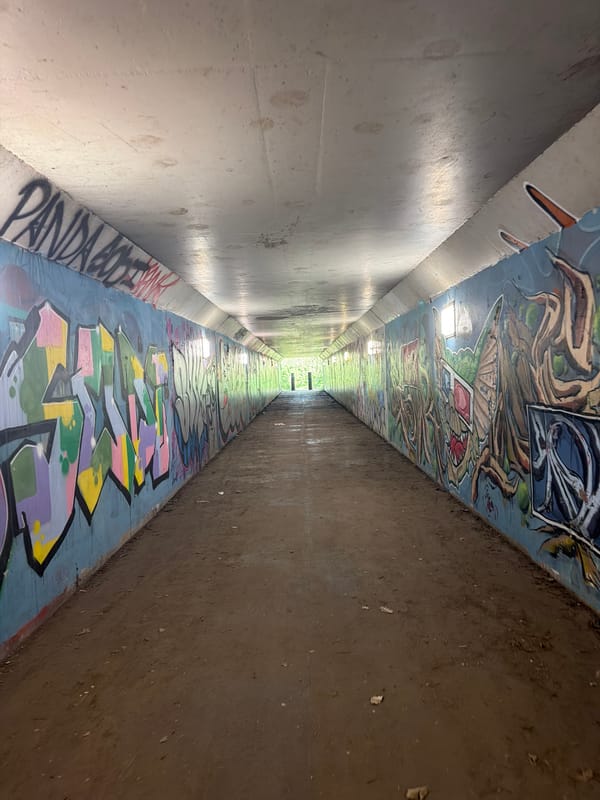 Visitor documents historical sculpture and woodland path in Maidstone