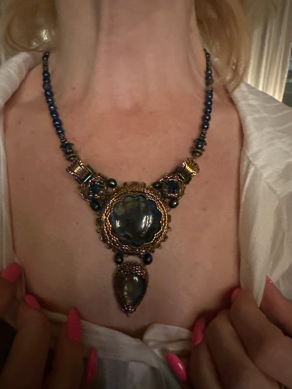 Evening bar scene captured in Riga featuring distinctive jewelry