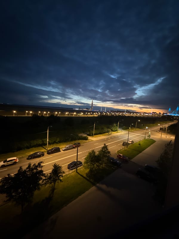 Saint Petersburg residential district at twilight, late June evening