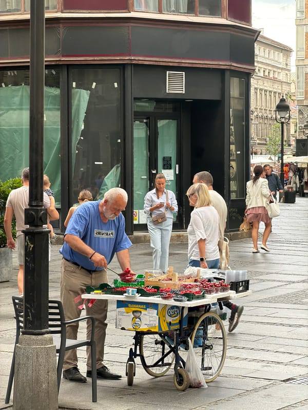 Street vendors, fountains, and everyday moments in Belgrade