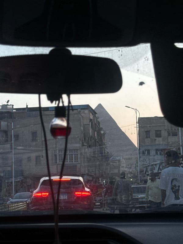Street view captured from vehicle in Giza, Egypt