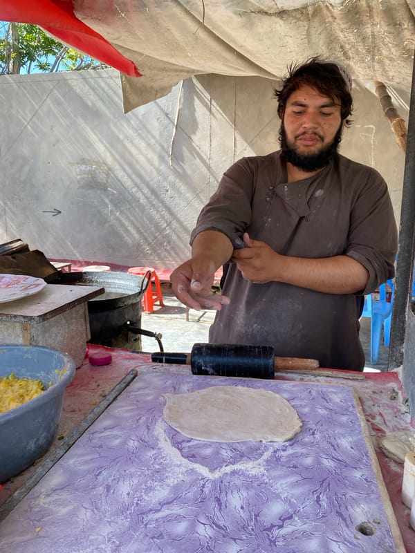 Flatbread made fresh at a Kandahar street stall
