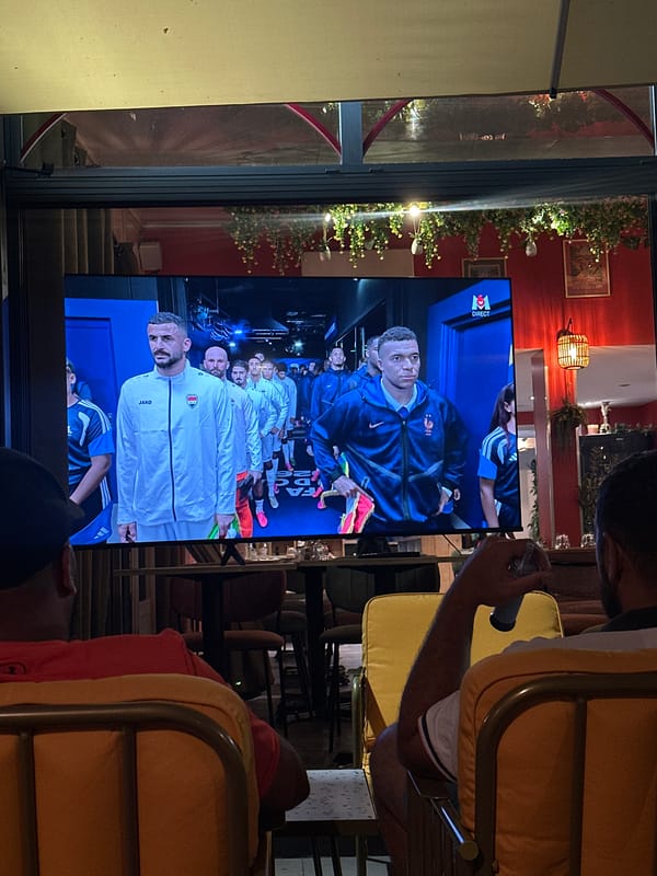 Watching France vs Iran at a bar as the World Cup match gets suspended